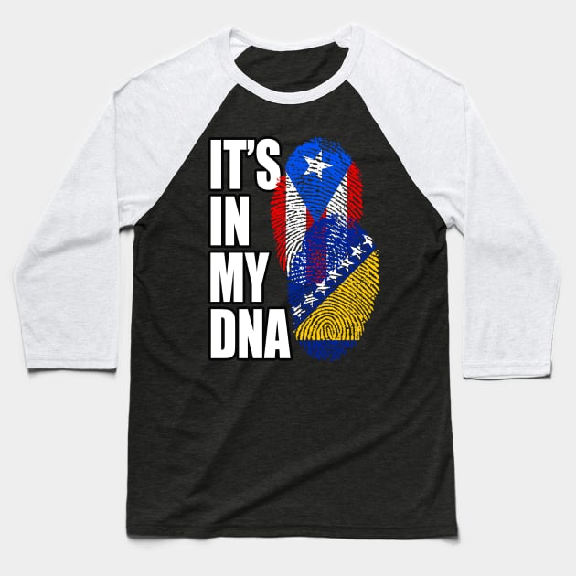 Bosnian And Puerto Rican Mix DNA Flag Heritage Gift Baseball T-Shirt by Just Rep It!!